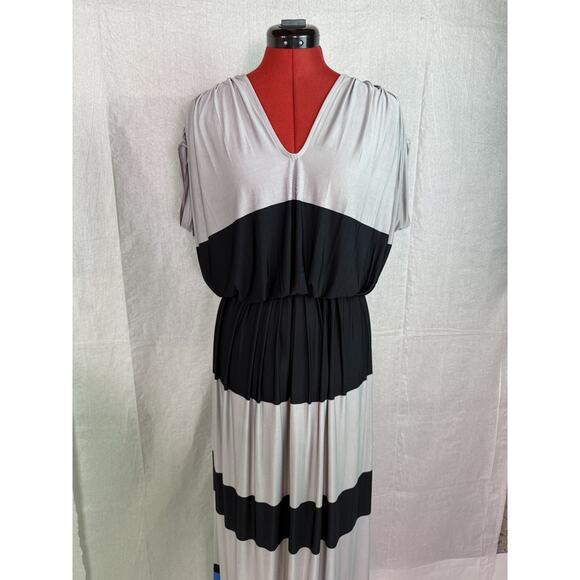 The Limited Dress Womens XS Black Gray Blue Maxi V Neck Party Luxury C614 - Picture 2 of 11